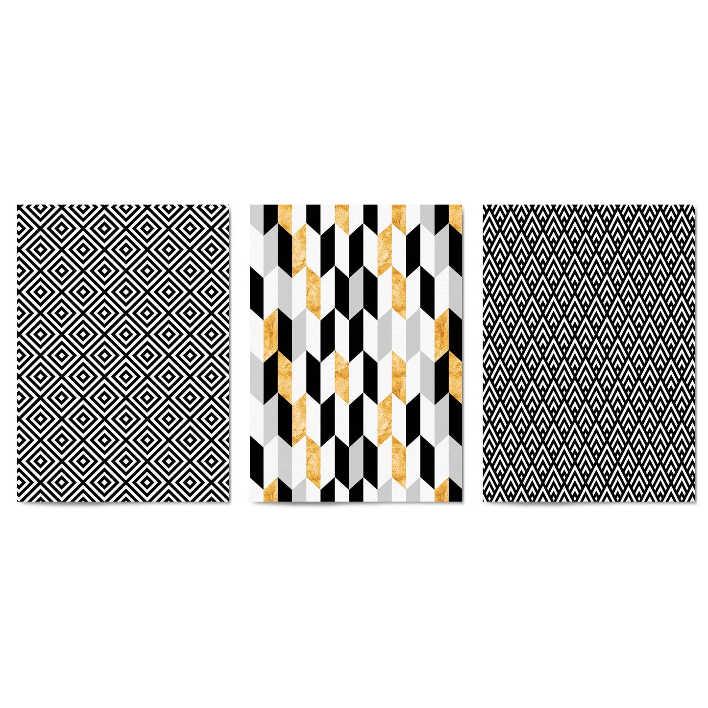 Set of Minimal Black & White Pattern Wall Art - The Affordable Art Company