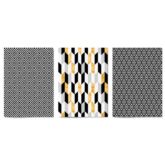 Set of Minimal Black & White Pattern Wall Art - The Affordable Art Company