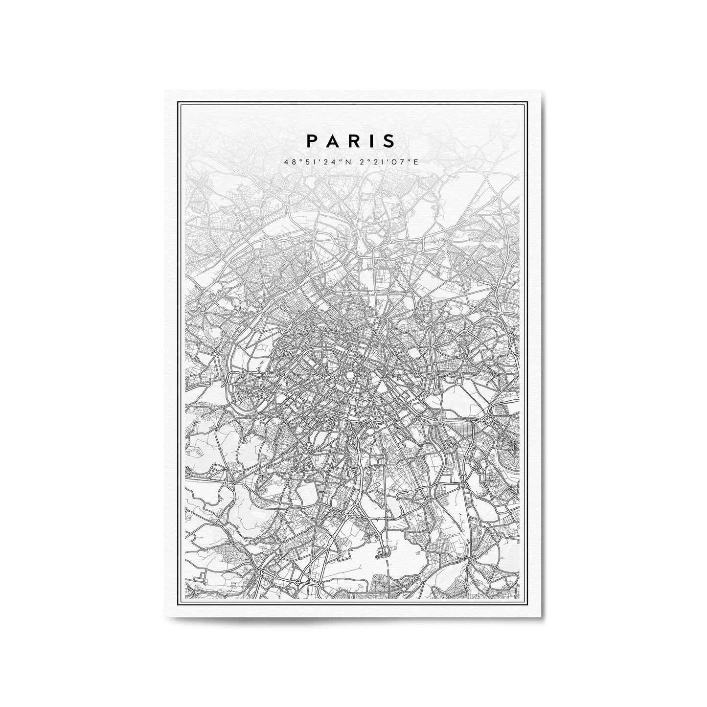 Paris France Minimal Map Travel Wall Art - The Affordable Art Company
