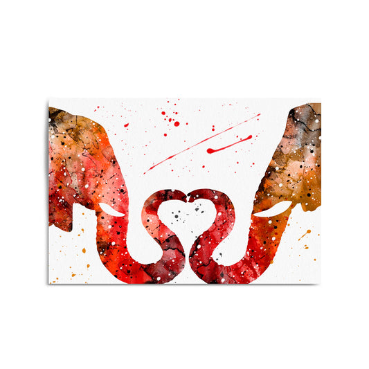 Couple Elephant Romantic Animal Wall Art #1 - The Affordable Art Company
