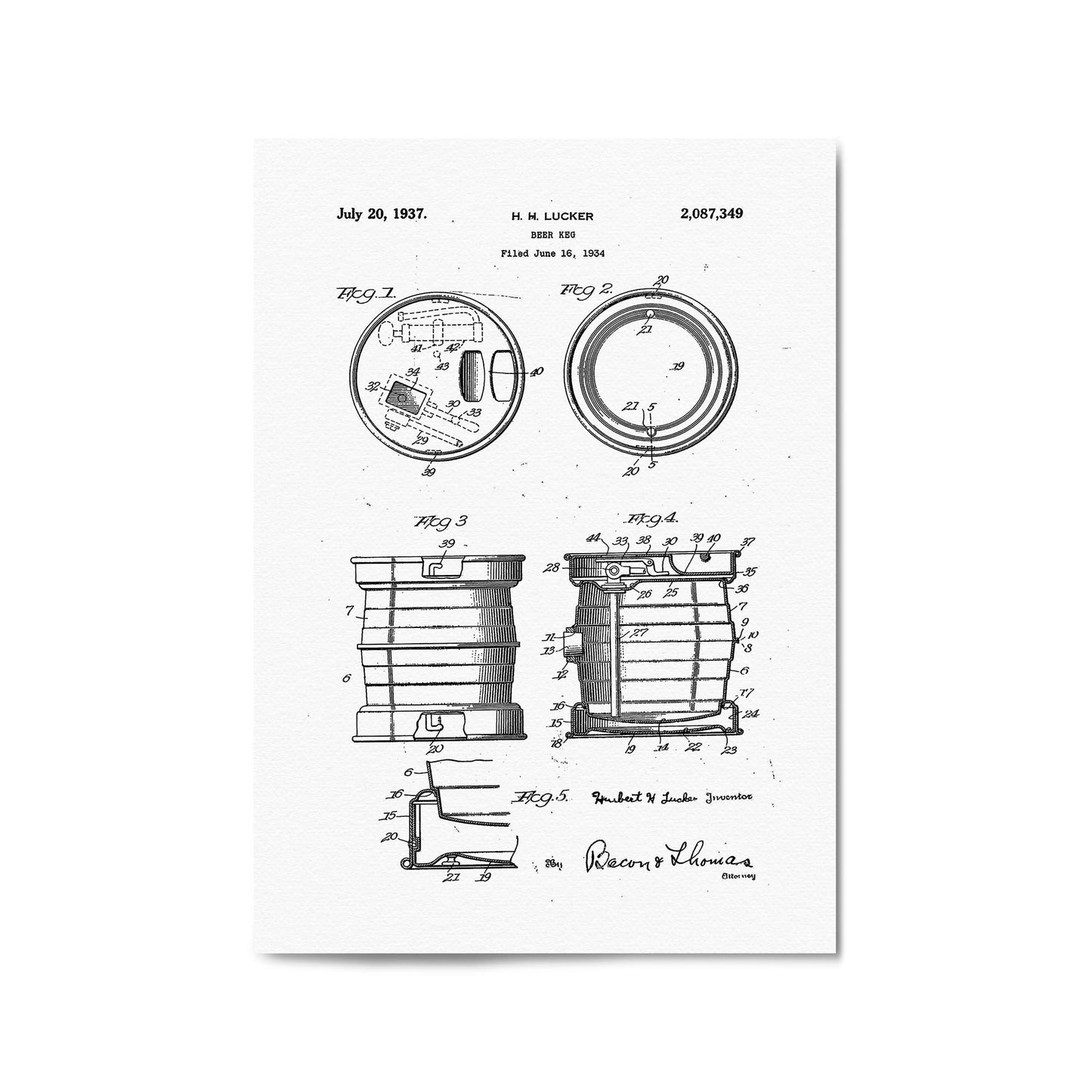 Vintage Beer Keg Patent Man Cave Gift Wall Art #2 - The Affordable Art Company