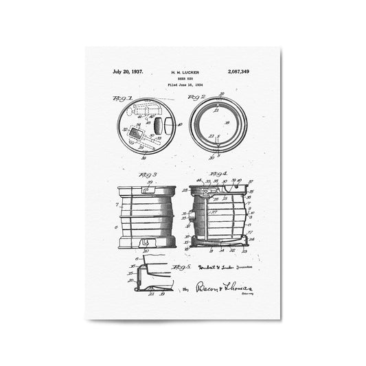Vintage Beer Keg Patent Man Cave Gift Wall Art #2 - The Affordable Art Company