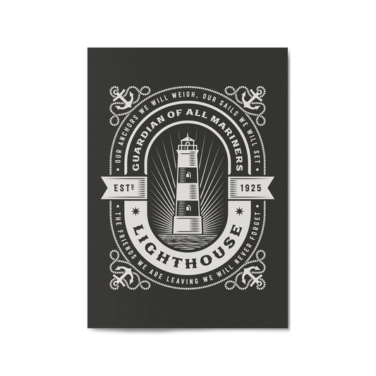 Vintage Lighthouse Sign Coastal Nautical Wall Art - The Affordable Art Company