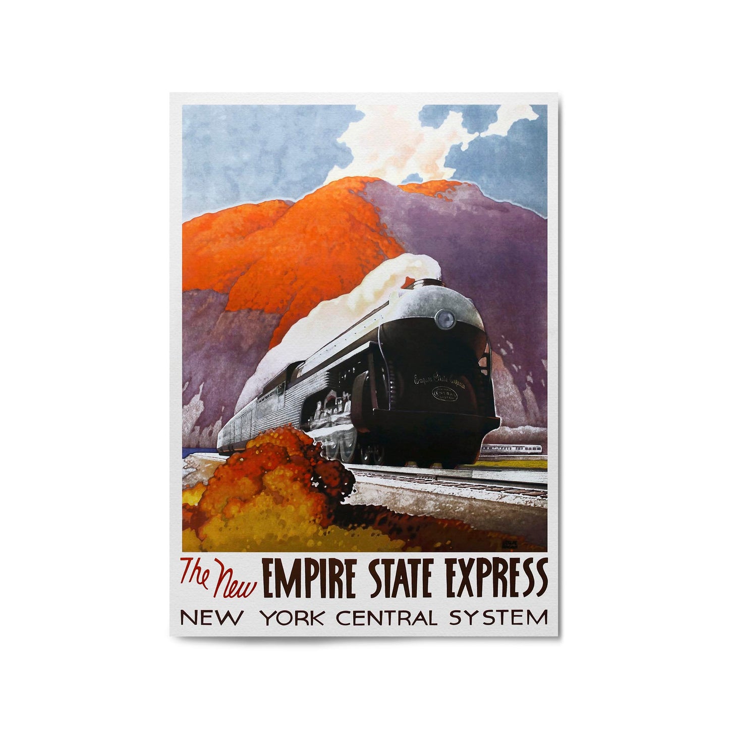 New York Empire State Express Vintage Travel Advert Wall Art - The Affordable Art Company