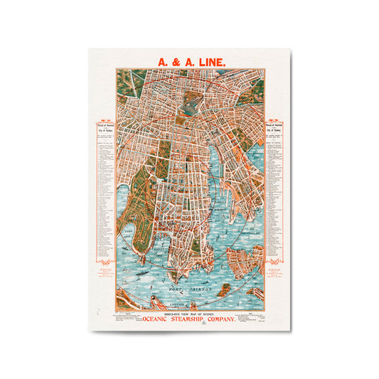 Sydney Vintage Map Australian Old Wall Art #3 - The Affordable Art Company