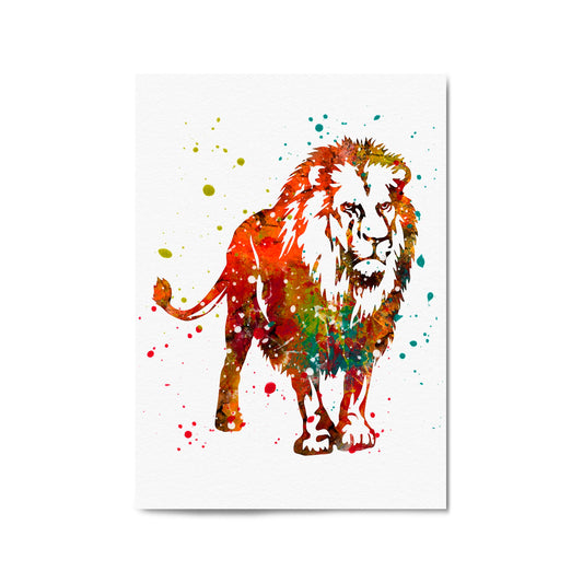 Lion Painting Safari Animal Minimal Wall Art - The Affordable Art Company