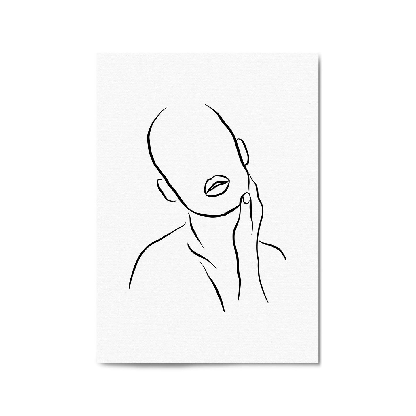 Thoughtful Female Minimal Line Drawing Wall Art - The Affordable Art Company