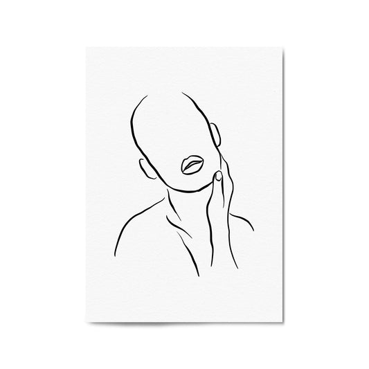 Thoughtful Female Minimal Line Drawing Wall Art - The Affordable Art Company