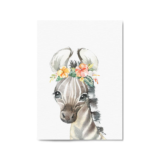 Cute Baby Zebra Nursery Animal Gift Wall Art - The Affordable Art Company