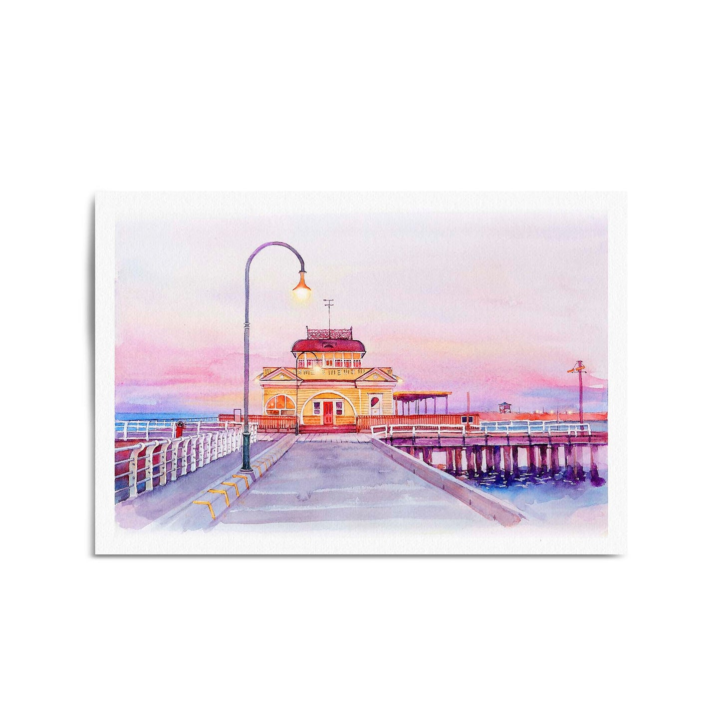 St Kilda Pier Watercolour Painting Melbourne Art - The Affordable Art Company