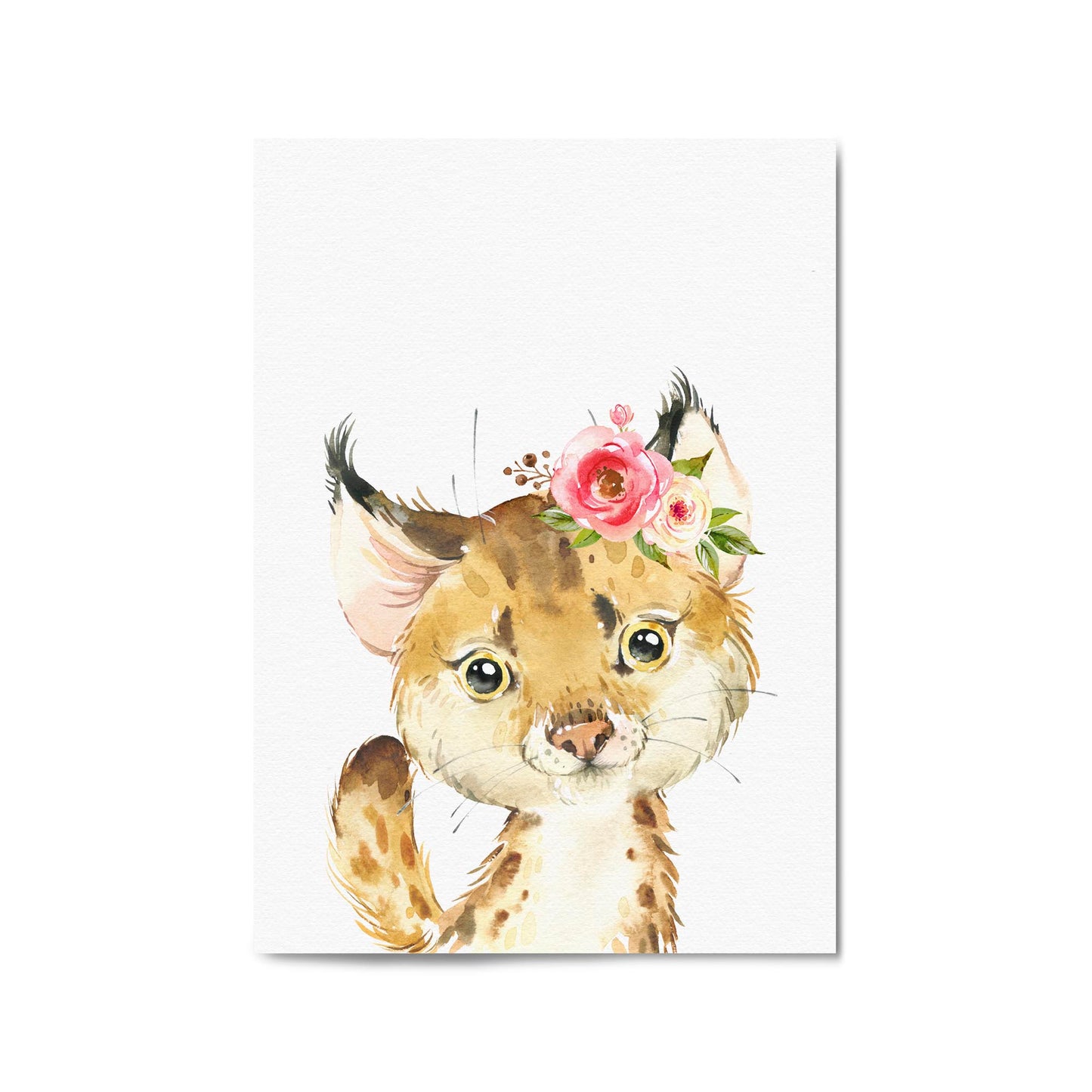 Cute Baby Bobcat Nursery Animal Gift Wall Art - The Affordable Art Company