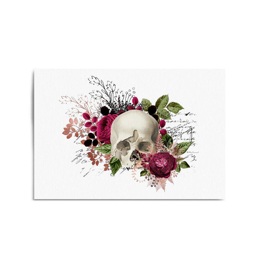 Purple Floral Skull Fashion Girls Bedroom Wall Art #1 - The Affordable Art Company