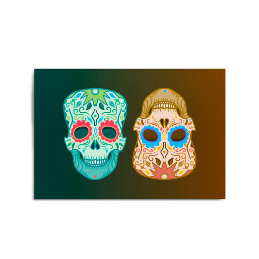 Vintage Mexican Day of the Dead Skulls Wall Art #2 - The Affordable Art Company