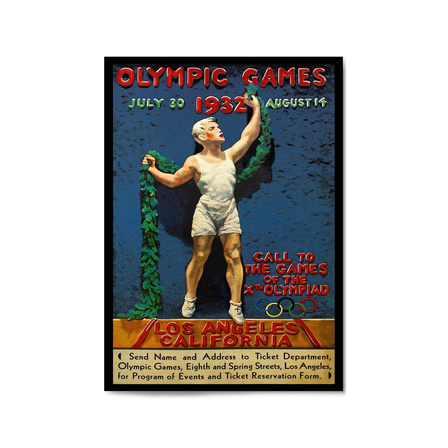 1936 Los Angeles Olympics Vintage Sports Advert Wall Art - The Affordable Art Company