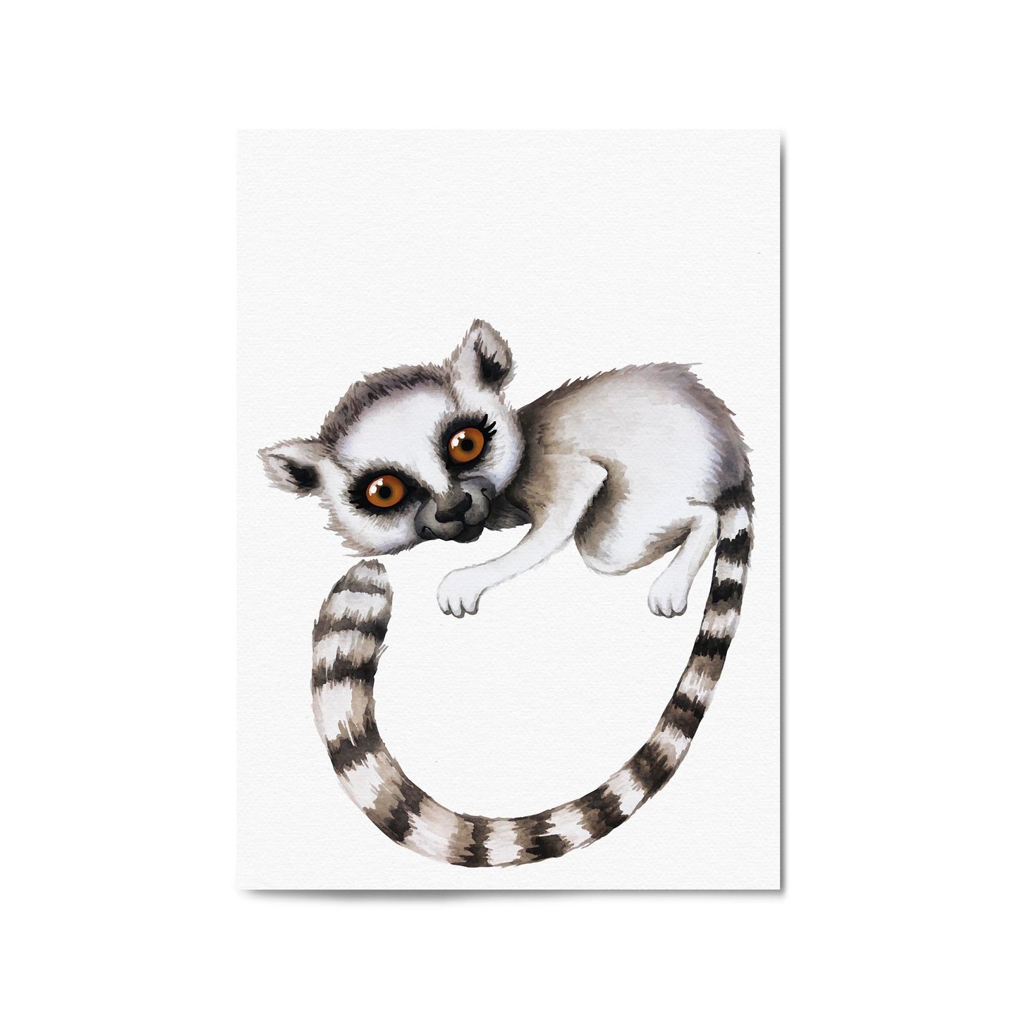 Cartoon Lemur Cute Nursery Baby Animal Wall Art - The Affordable Art Company