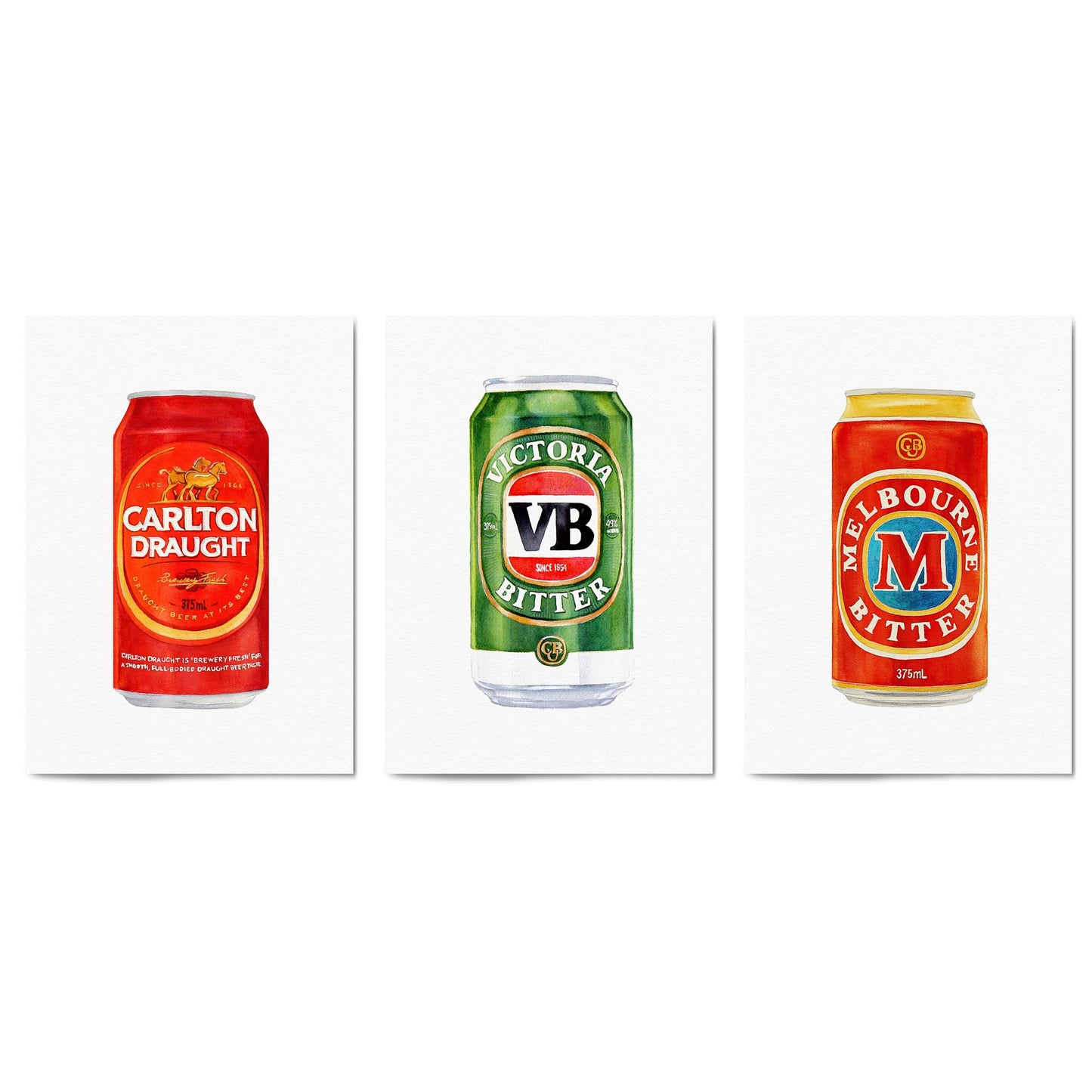 Set of Aussie Beer Tinnie Paintings Shed Wall Art - The Affordable Art Company