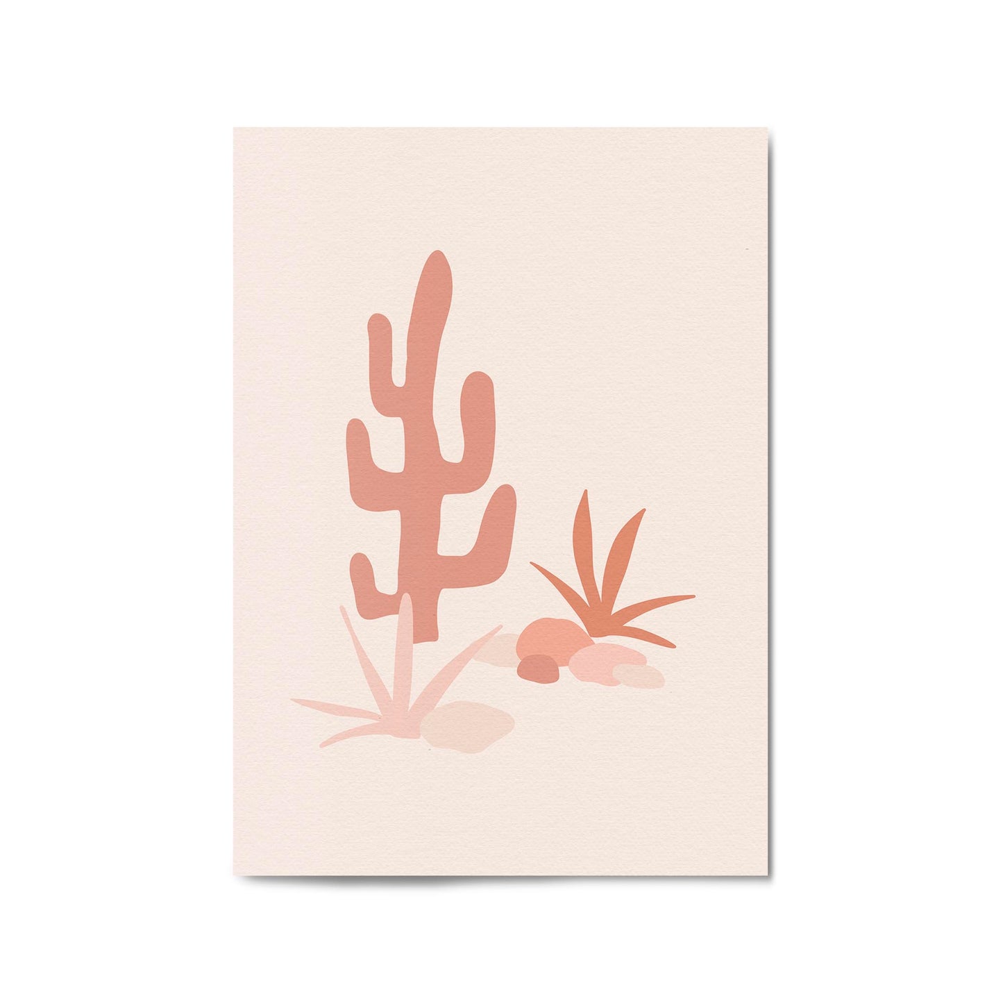 Minimal Cactus Retro Landscape Desert Wall Art #2 - The Affordable Art Company