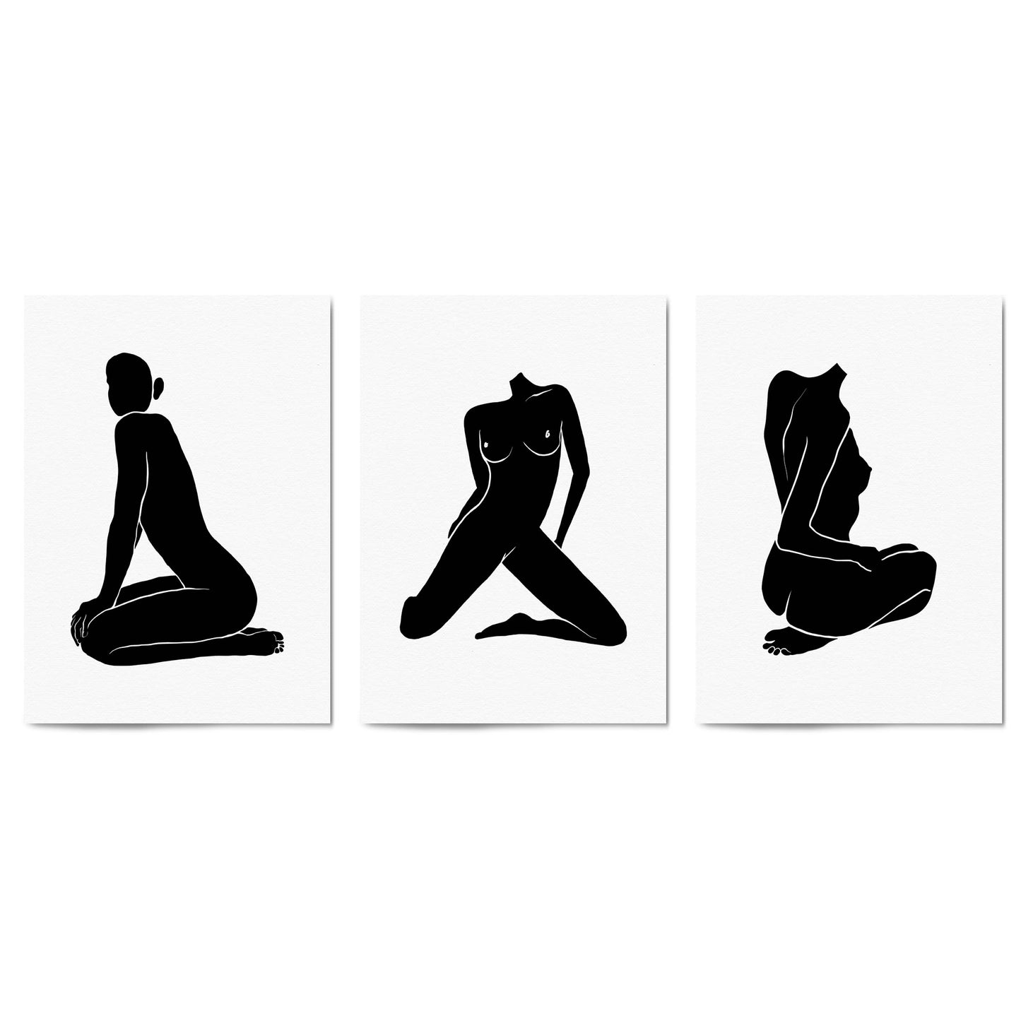 Set of Nude Body Drawing Female Minimal Wall Art #1 - The Affordable Art Company