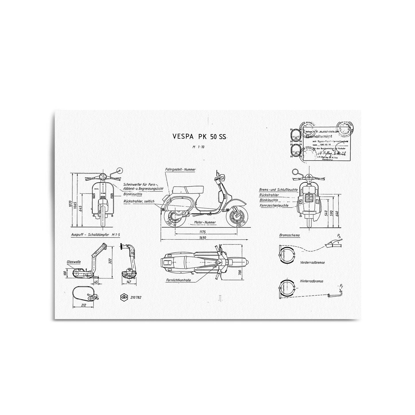 Vintage Vespa Patent White Patent Wall Art #2 - The Affordable Art Company