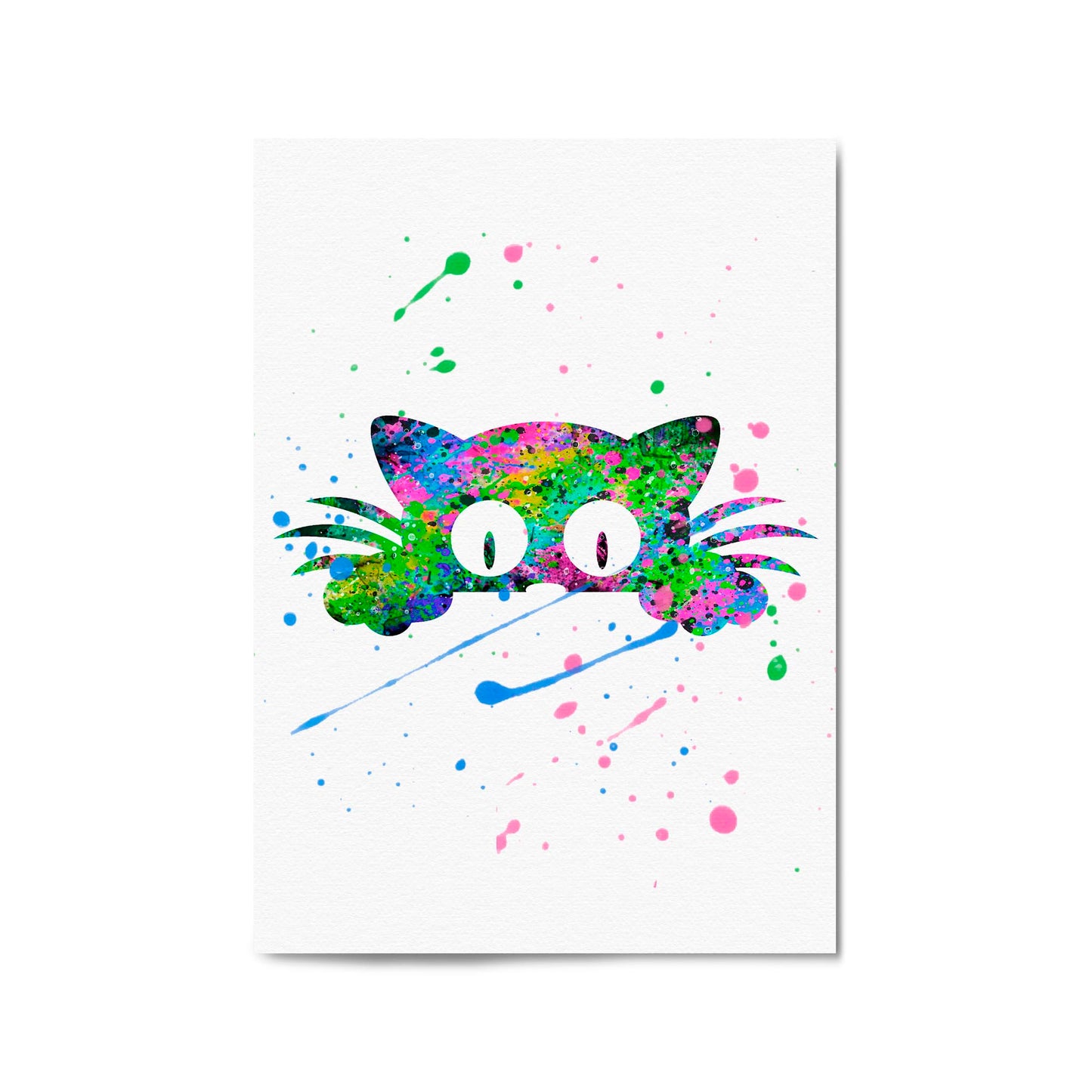 Cute Cat Painting Colourful Animal Wall Art #2 - The Affordable Art Company