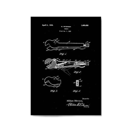 Vintage Wrench Tool Patent Wall Art #1 - The Affordable Art Company