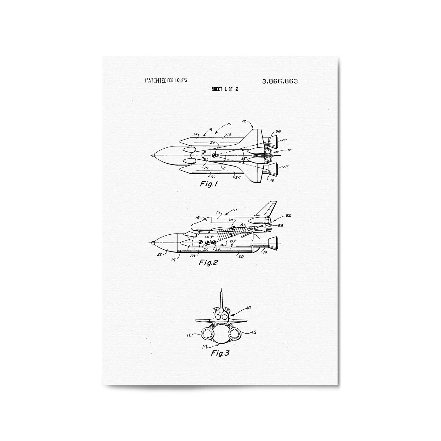 Vintage Space Shuttle Patent Wall Art #2 - The Affordable Art Company