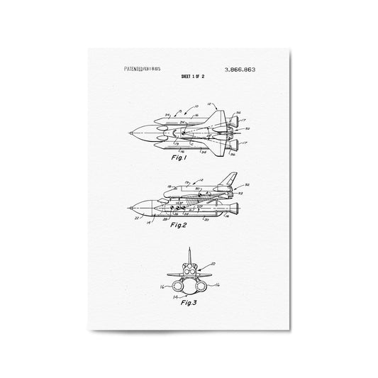 Vintage Space Shuttle Patent Wall Art #2 - The Affordable Art Company