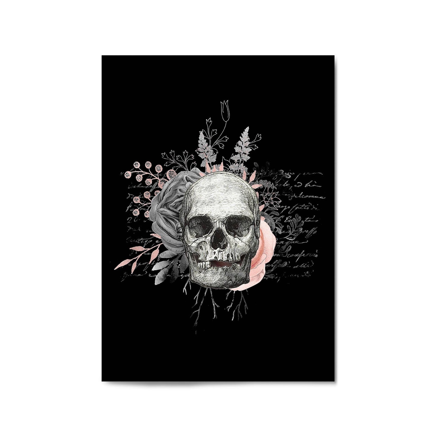 Pink Floral Skull Fashion Girls Bedroom Wall Art #2 - The Affordable Art Company