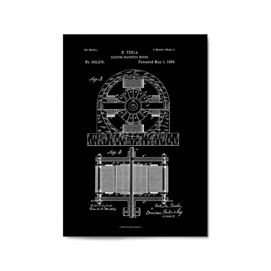 Vintage Electro Motor Patent Wall Art #1 - The Affordable Art Company