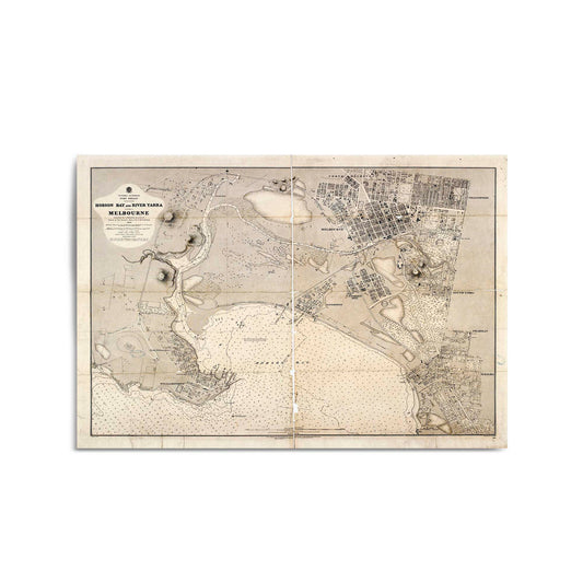 Melbourne Victoria Vintage Map Australia Wall Art #2 - The Affordable Art Company