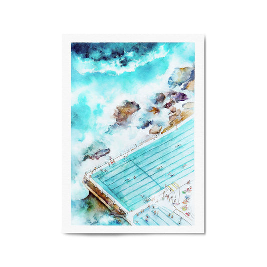 Bondi Sea Baths Sydney Painting Artwork Wall Art - The Affordable Art Company