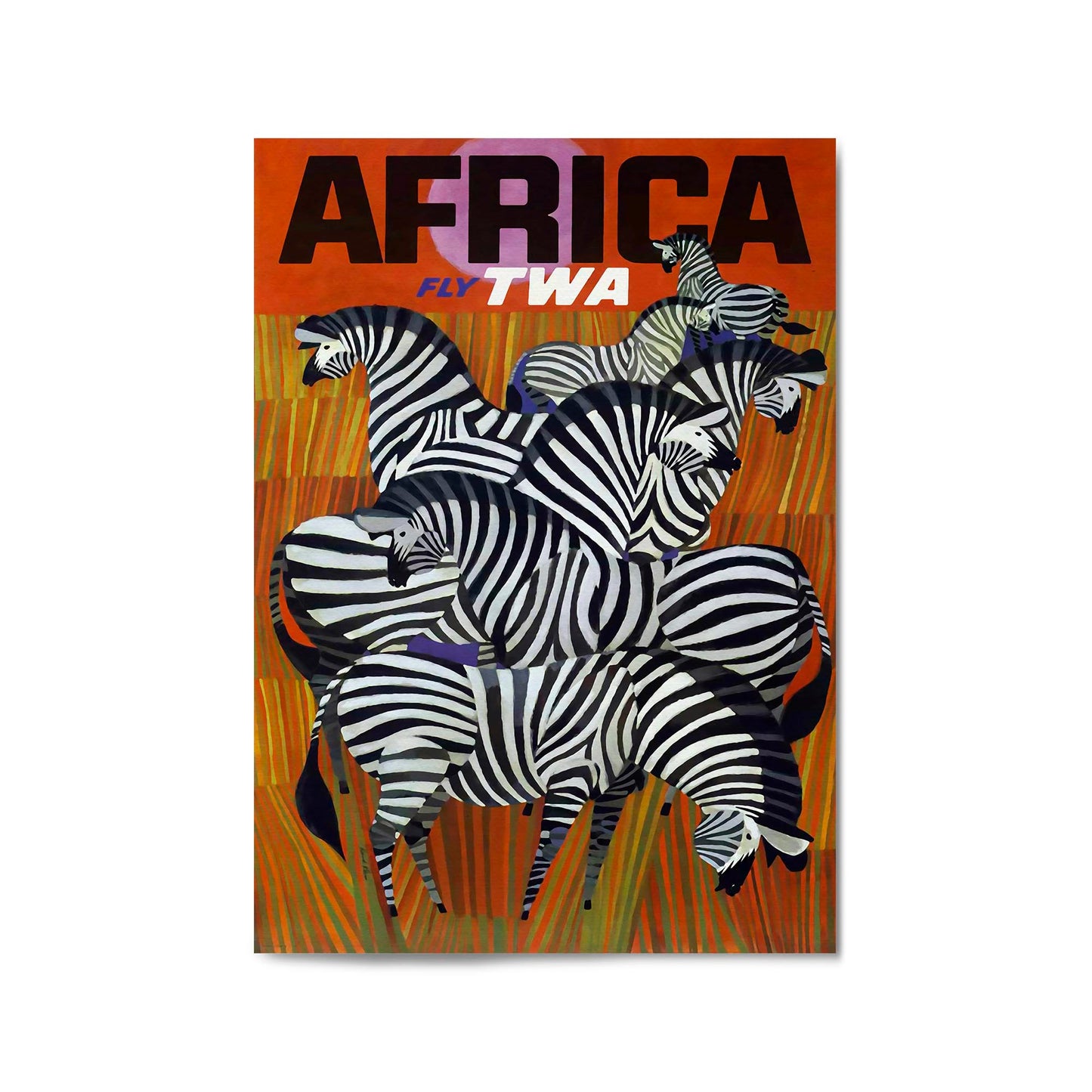 Africa fly TWA Vintage Travel Advert Wall Art - The Affordable Art Company