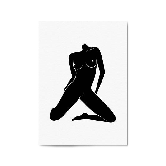 Nude Ink Abstract Painting Minimal Black Wall Art - The Affordable Art Company