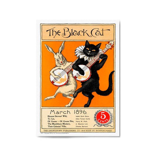 The Black Cat Vintage Cafe Advert Wall Art - The Affordable Art Company