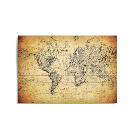 Vintage World Map Old Wall Art #2 - The Affordable Art Company