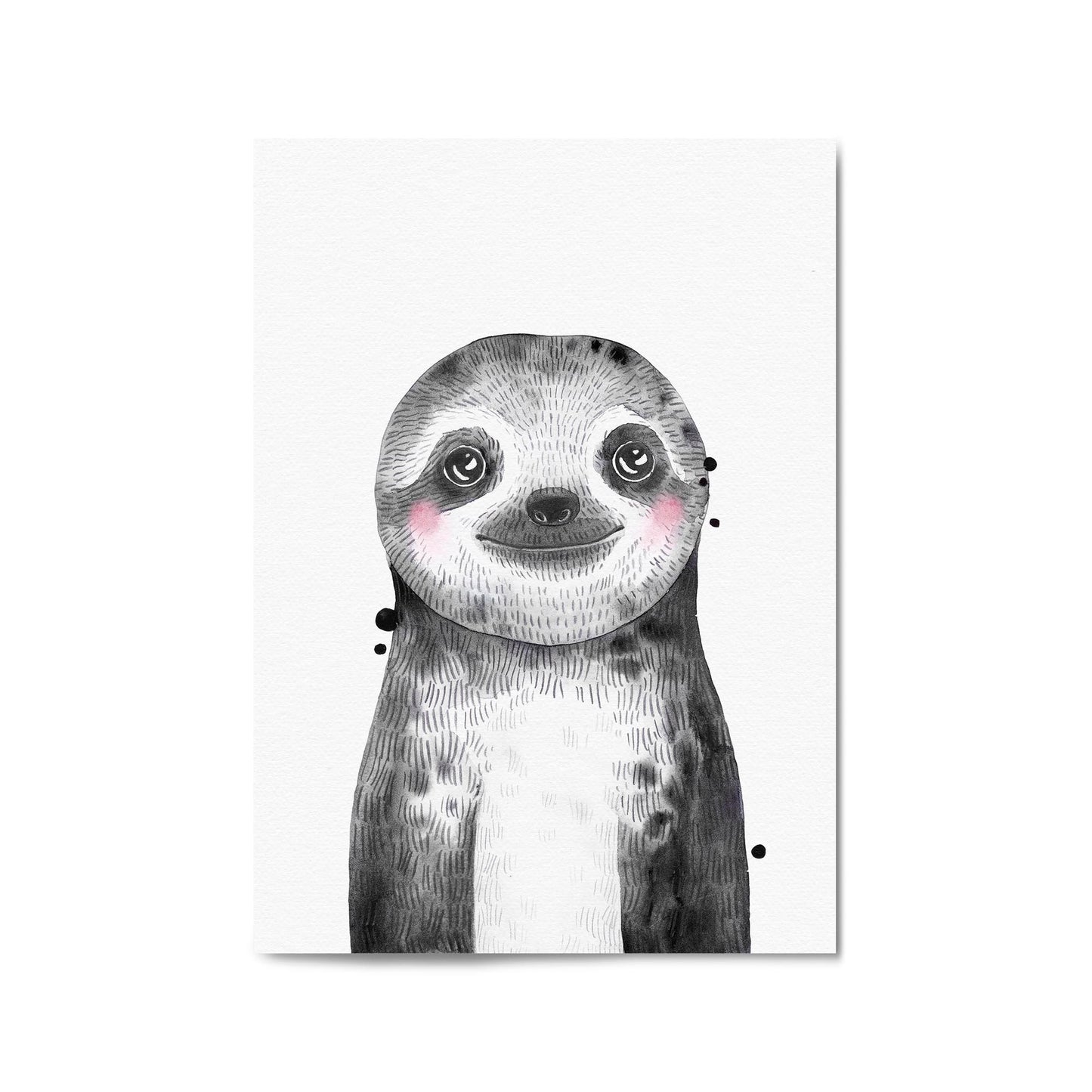 Cute Blushing Baby Sloth Nursery Animal Wall Art - The Affordable Art Company