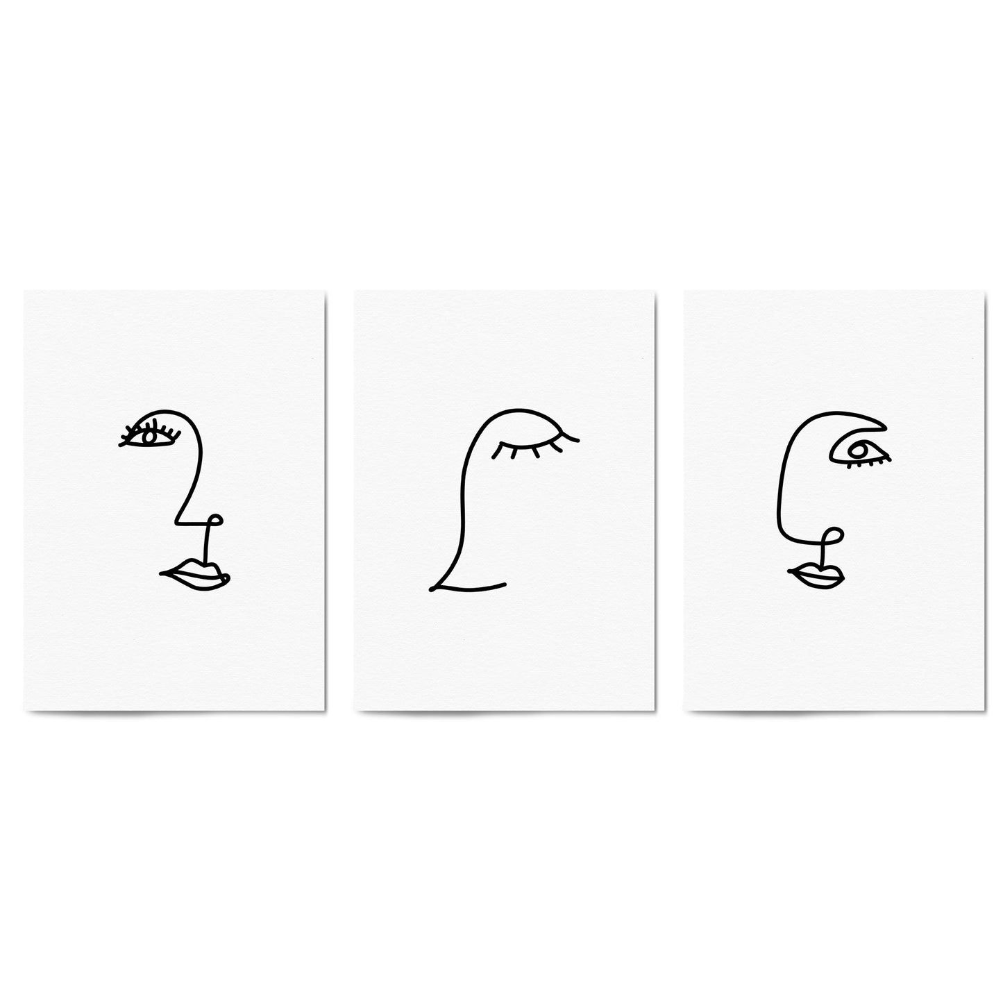 Set of Face Line Drawings Abstract Style Wall Art #2 - The Affordable Art Company