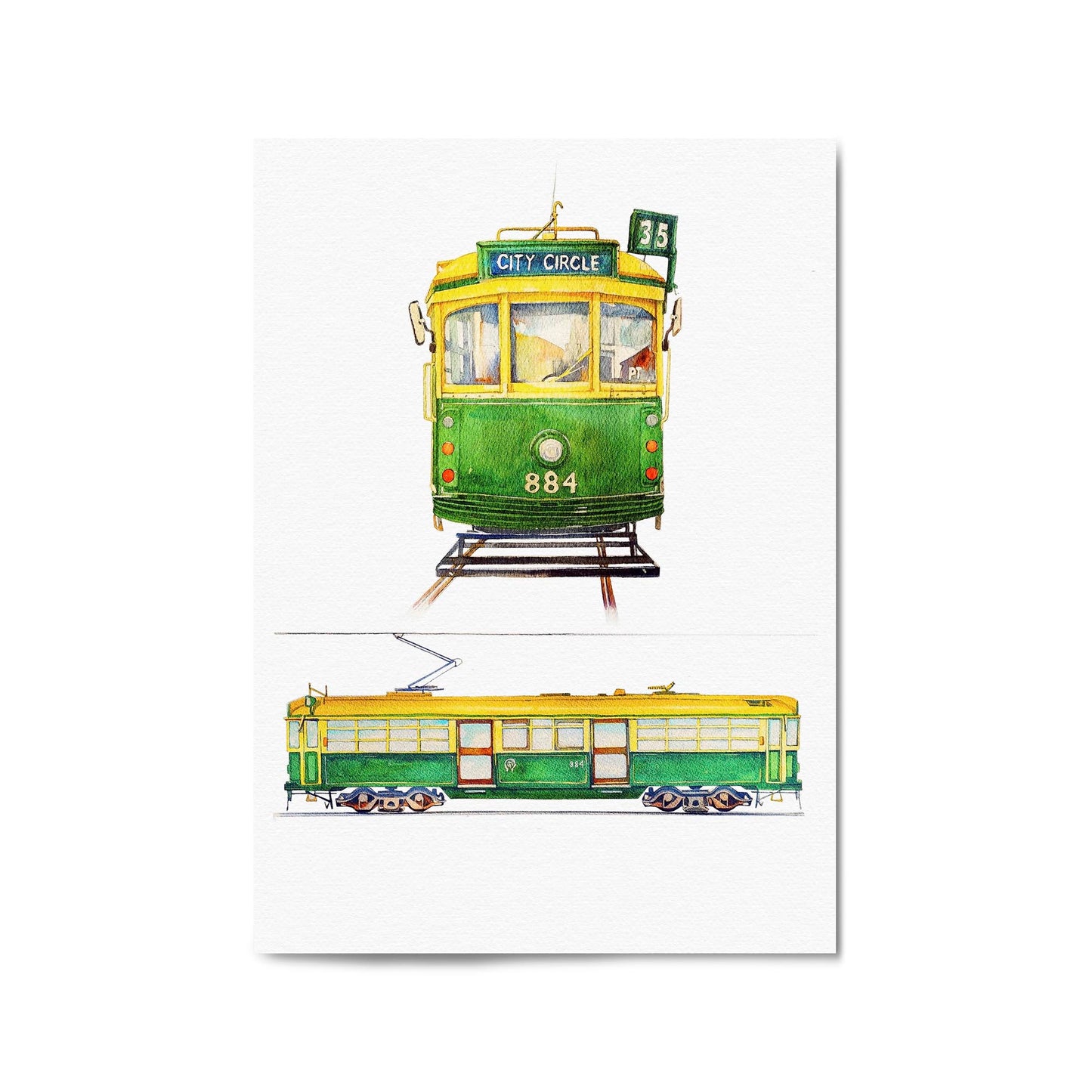 Melbourne Tram Painting Original Wall Art - The Affordable Art Company