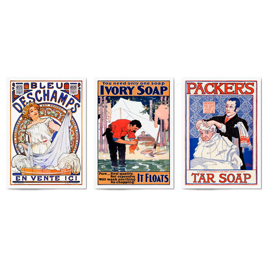 Set of Vintage Soap Adverts Laundry Room Wall Art - The Affordable Art Company