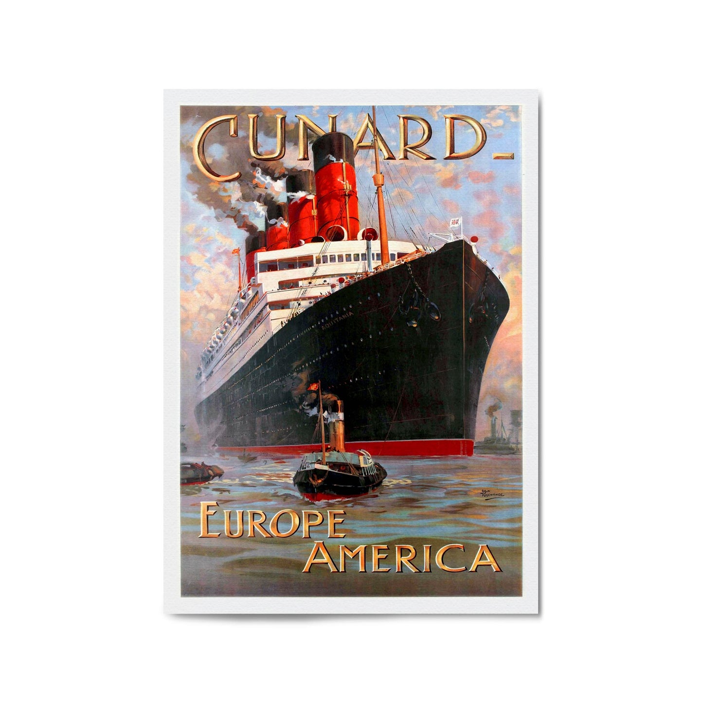 Cunard Line Europe to America Vintage Wall Art - The Affordable Art Company