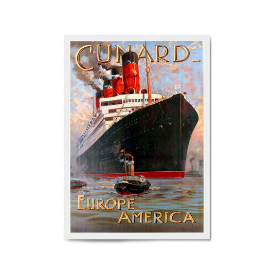 Cunard Line Europe to America Vintage Wall Art - The Affordable Art Company
