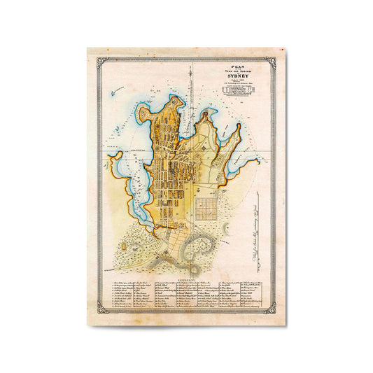 Sydney Vintage Map Australian Old Wall Art #4 - The Affordable Art Company