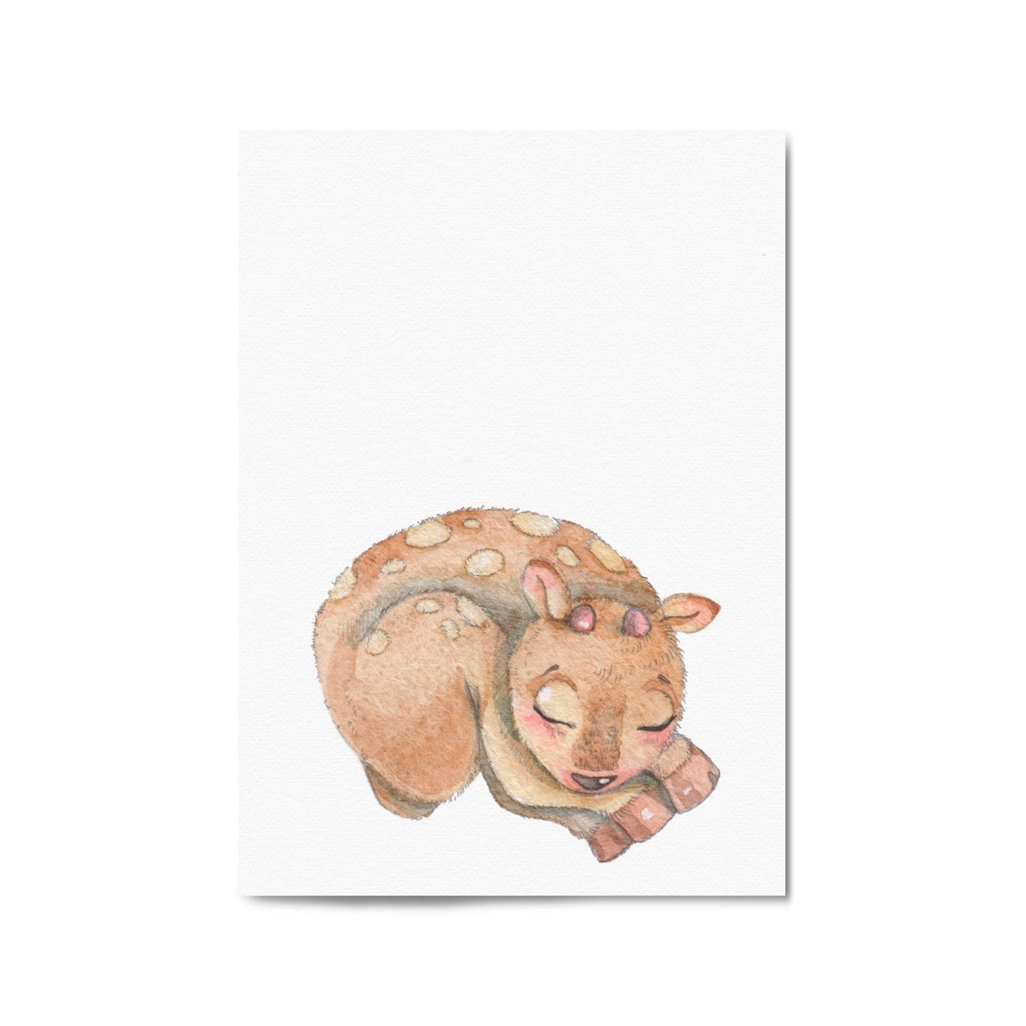 Cute Sleeping Deer Cartoon Animal Nursery Wall Art - The Affordable Art Company