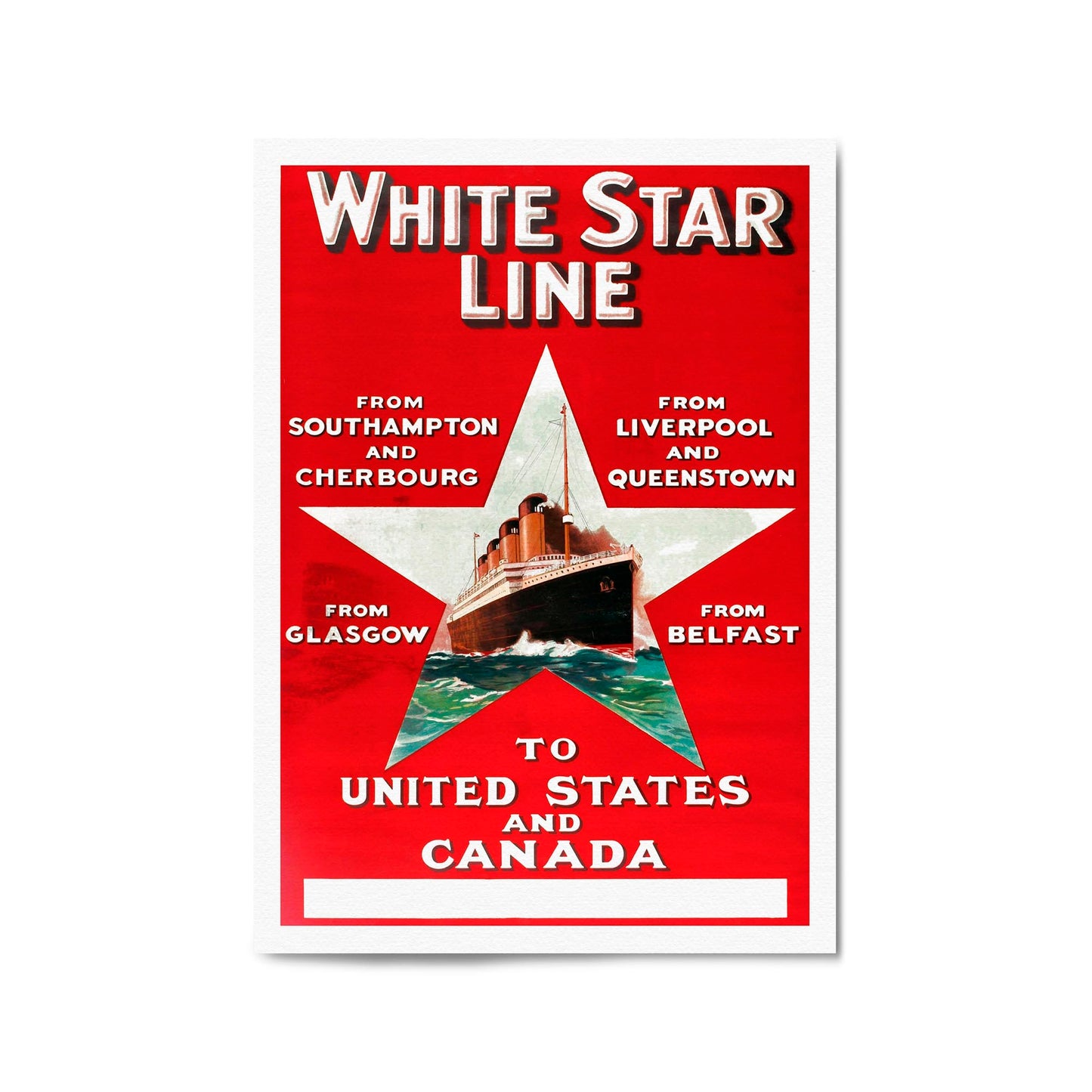 White Star Line Vintage Shipping Advert Wall Art #3 - The Affordable Art Company