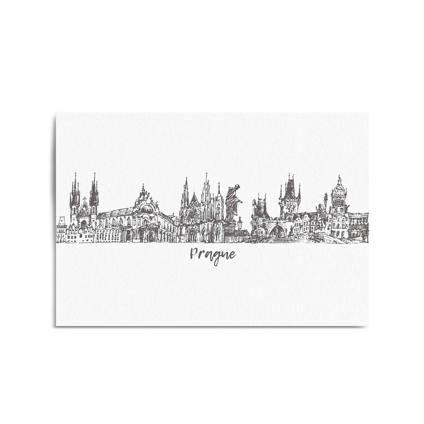 Prague Czech Cityscape Minimal Painting Wall Art #3 - The Affordable Art Company