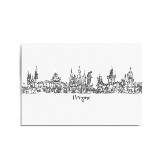Prague Czech Cityscape Minimal Painting Wall Art #3 - The Affordable Art Company