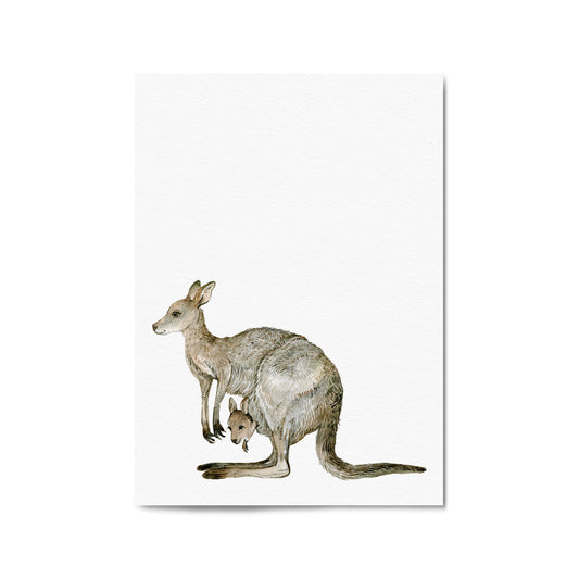 Australian Grey Kangaroo Painting Animal Nursery Art - The Affordable Art Company