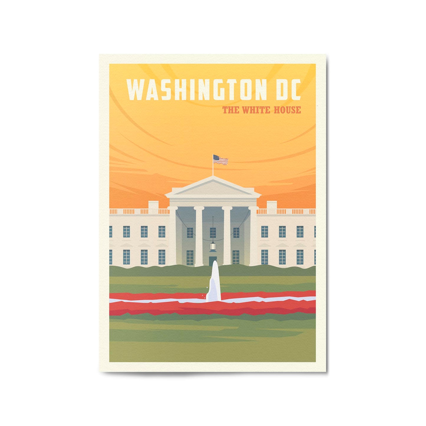 Retro Washington DC USA Vintage Travel Wall Art - The Affordable Art Company