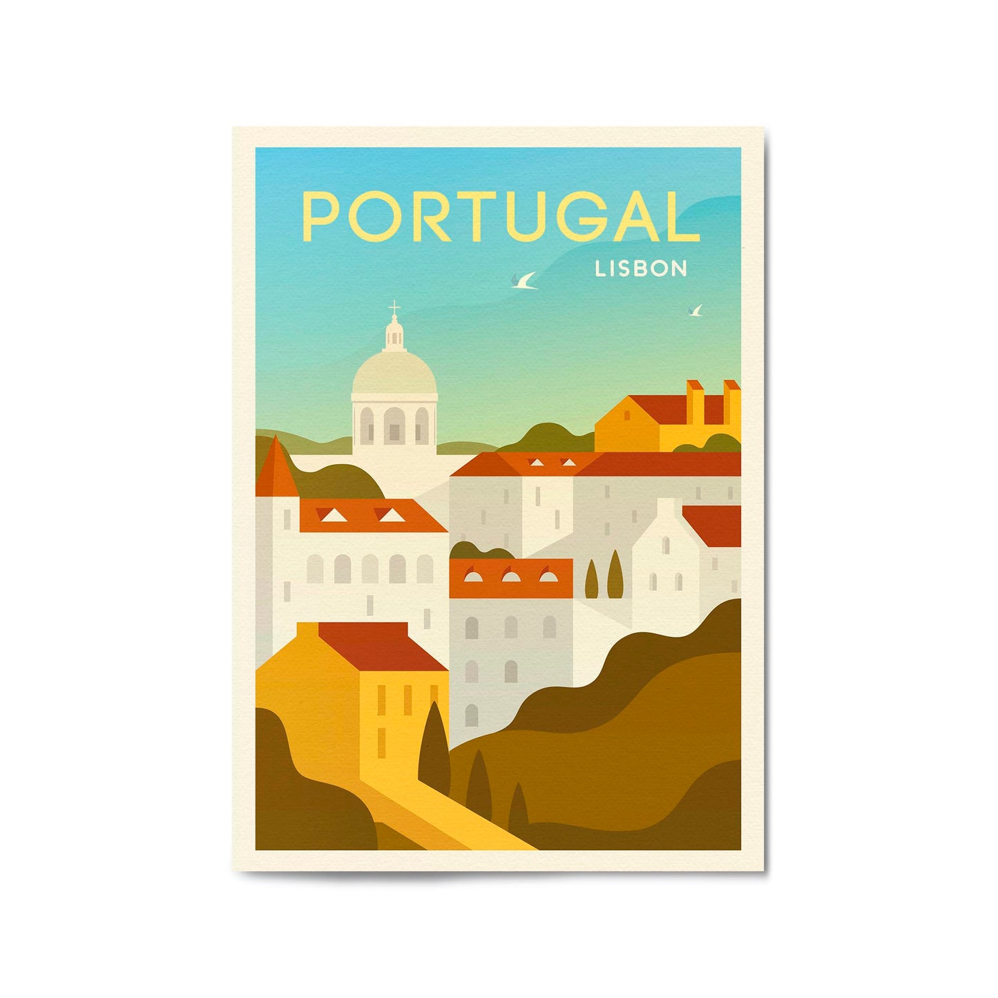 Retro Lisbon Portugal Travel Vintage Wall Art - The Affordable Art Company