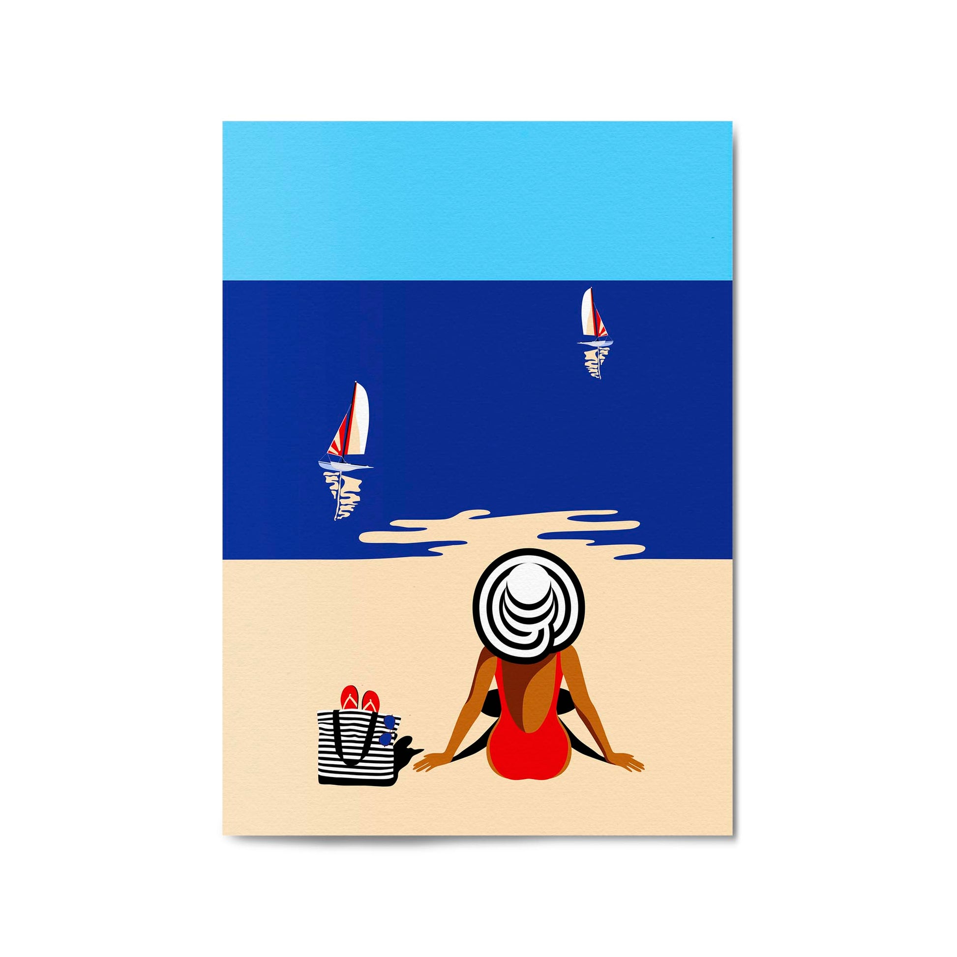 Retro Summer Beach Coastal Fashion Wall Art #5 - The Affordable Art Company